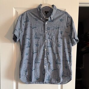 J. Crew Light Blue Sailboat Pattern Shirt